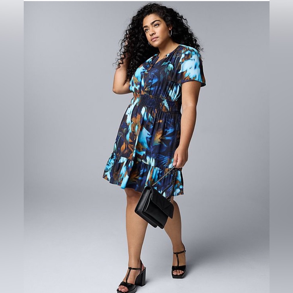 Simply Vera Vera Wang Abstract Blue Black Mini Dress